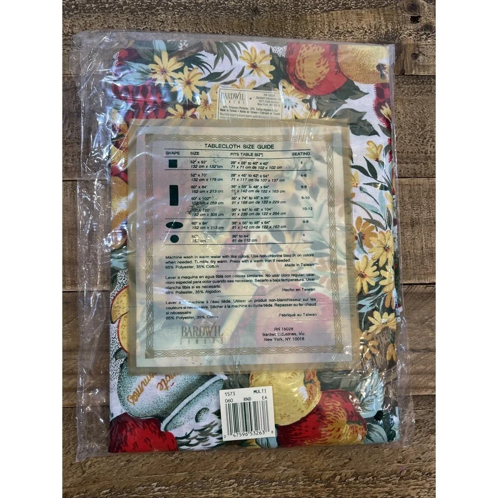 Bardwil Linens Polyester And Cotton Tablecloth Apple Country Round 60